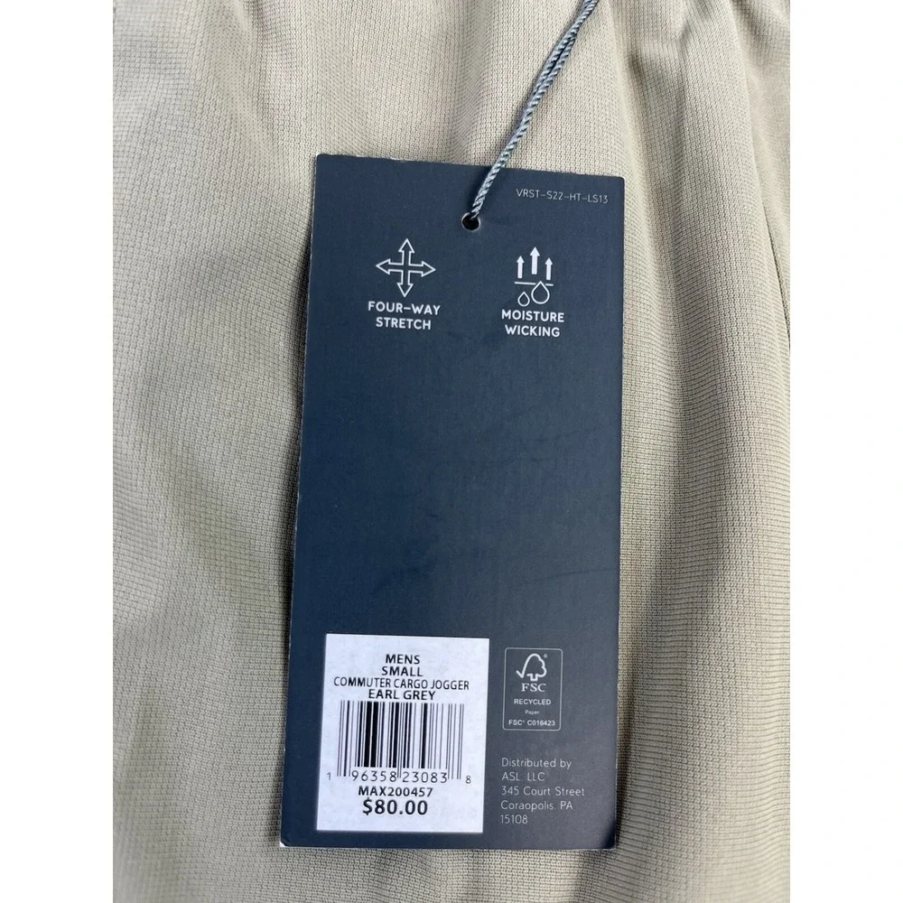 NEW VRST Commuter Jogger Pants Men's Size Small 28x27 Earl Gray
